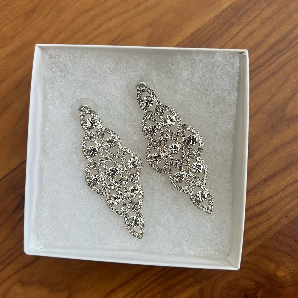 Elegant Silver Rhinestone Earrings